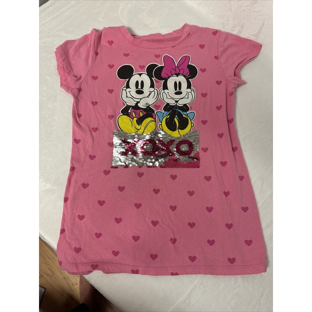 Disney Mickey & Minnie Girl's Reverse Sequin Tee Shirt Top Size 14/16